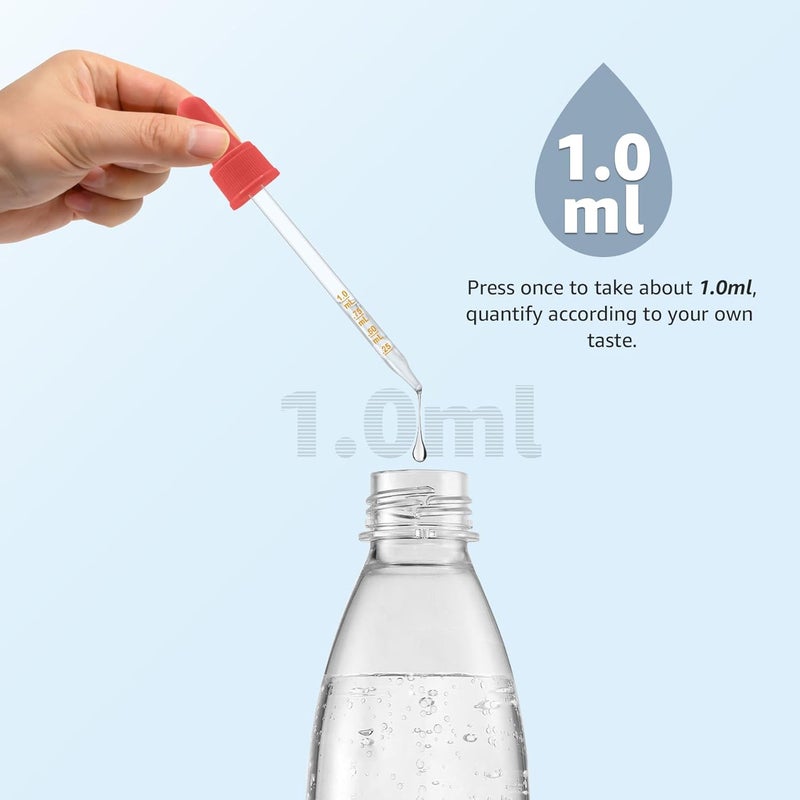 JAYOBGO Glass Dropper Pipettes Compatible with Sodastream Bubly Drops Flavors, Flavoring Dropper 1ML Pipette with Graduated Dropper for Sodastream Bubly Bottle, with Cleaning Brush(Colorful) - Image 2